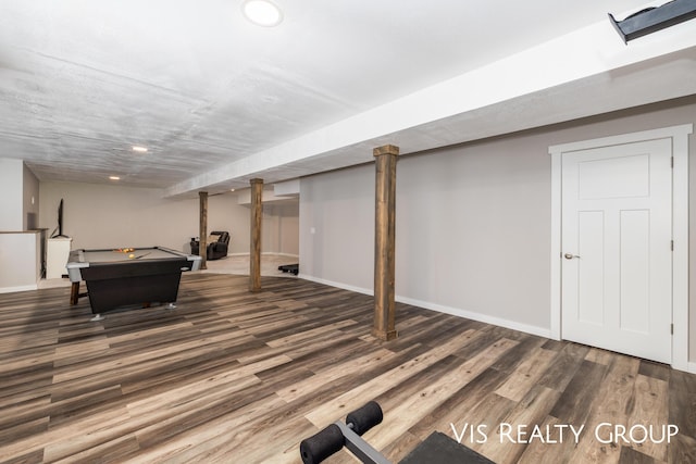 9340 Freedom Dr, West Olive, MI 49460 - rec room with recessed lighting, wood finished floors, pool table, and baseboards