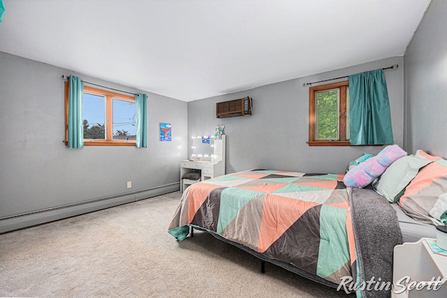 310 Brookgate Ct NW, Comstock Park, MI 49321 - carpeted bedroom with multiple windows, a baseboard heating unit, and a wall mounted AC