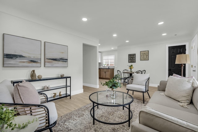 20504 Cherrylawn St, Detroit, MI 48221 - living room featuring recessed lighting, light wood finished floors, and baseboards