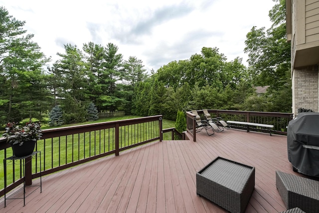 71 Knorrwood Dr, Rochester Hills, MI 48306 - wooden terrace with a lawn and area for grilling