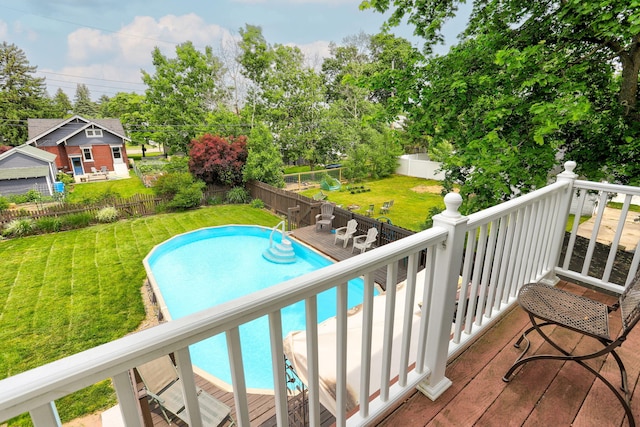 43 W Cherry Ave, Zeeland, MI 49464 - view of swimming pool with a wooden deck