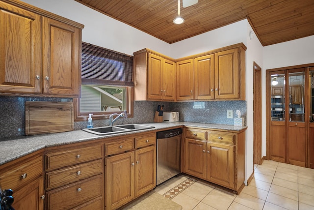 43 W Cherry Ave, Zeeland, MI 49464 - kitchen with dishwasher, a sink, wood ceiling, and brown cabinetry
