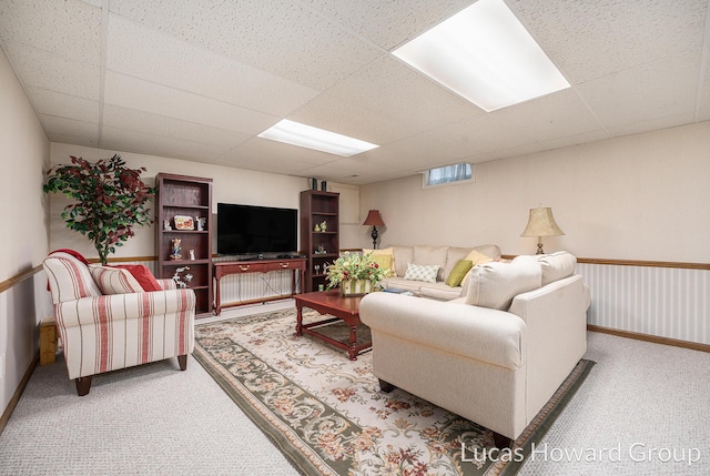 5228 Green Meadow Rd, Kalamazoo, MI 49009 - living room with a paneled ceiling and carpet floors