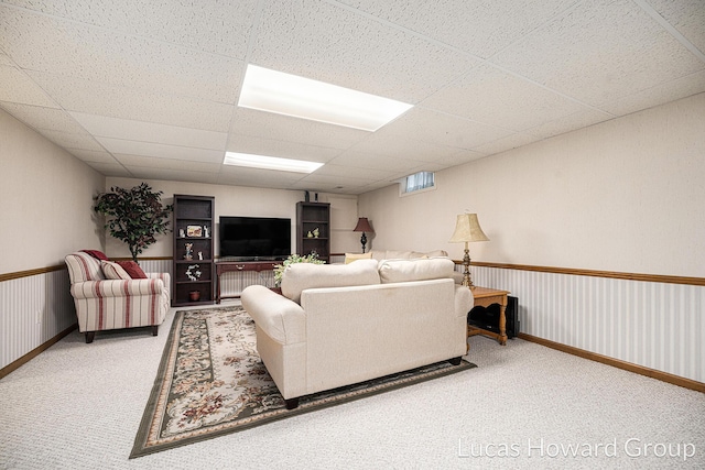 5228 Green Meadow Rd, Kalamazoo, MI 49009 - carpeted living area with a paneled ceiling
