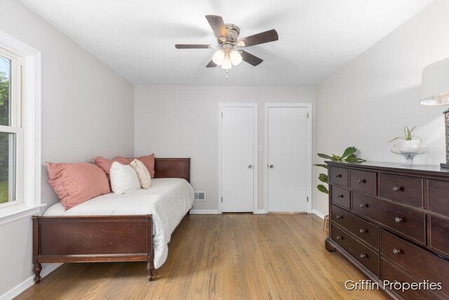 3020 Cascade Rd SE, Grand Rapids, MI 49506 - bedroom with light wood finished floors, baseboards, and a ceiling fan