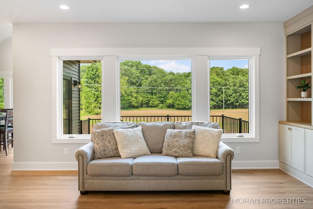 12607 76th Ave, Allendale, MI 49401 - living room featuring light wood-style flooring, plenty of natural light, baseboards, and recessed lighting
