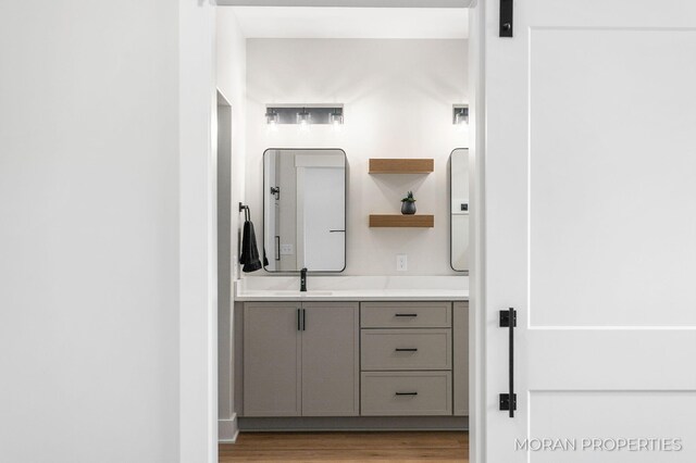 12607 76th Ave, Allendale, MI 49401 - bathroom featuring vanity and wood finished floors