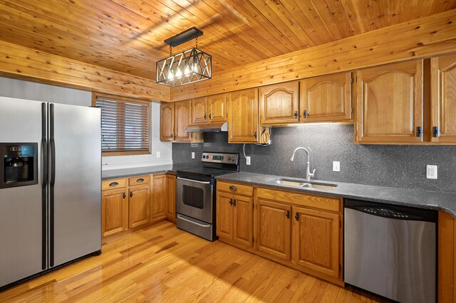 125 Wa Wee Nork Dr Unit 109-5-A, Battle Creek, MI 49015 - kitchen featuring appliances with stainless steel finishes, a sink, dark countertops, under cabinet range hood, and light wood-style floors