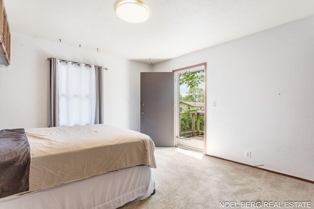 1710 Dykhouse Ave, Grand Haven, MI 49417 - bedroom with access to outside, light colored carpet, and baseboards