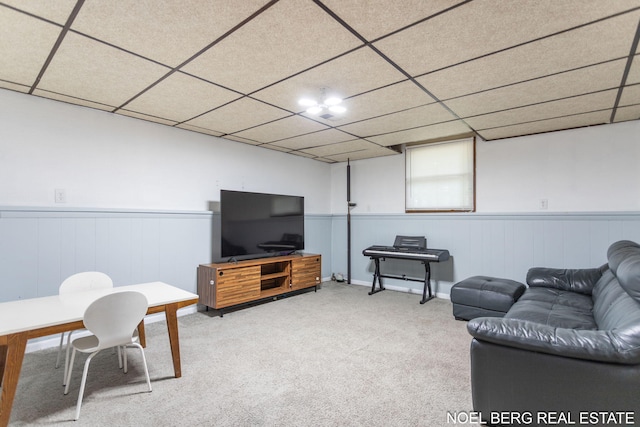1710 Dykhouse Ave, Grand Haven, MI 49417 - living room featuring light carpet and a wainscoted wall