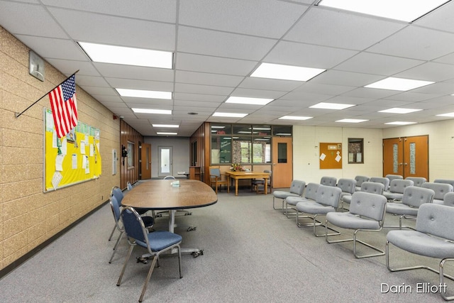306 W Russell St, Hubbardston, MI 48845 - rec room featuring carpet and a drop ceiling
