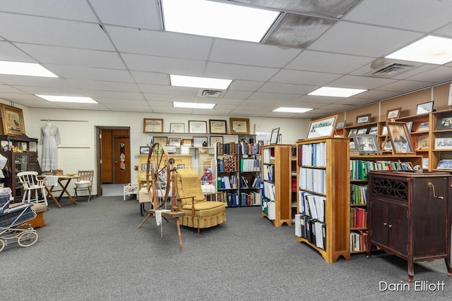 306 W Russell St, Hubbardston, MI 48845 - misc room with carpet and a paneled ceiling