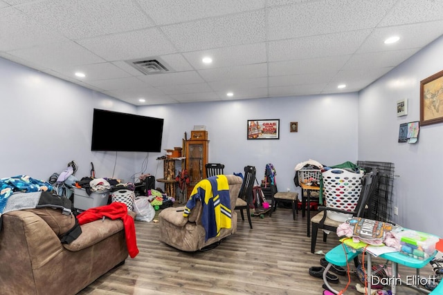 306 W Russell St, Hubbardston, MI 48845 - rec room featuring wood finished floors and recessed lighting