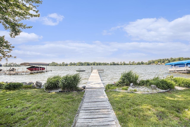 8994 Lenhards Lndg, Clarksville, MI 48815 - dock area with a water view and a yard