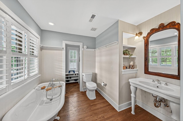 60757 Beechwood Ln, Cassopolis, MI 49031 - bathroom with a freestanding tub and wood finished floors