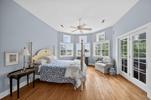 60757 Beechwood Ln, Cassopolis, MI 49031 - bedroom featuring access to exterior, wood finished floors, and a ceiling fan