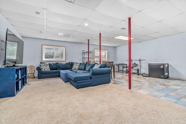 105 S Irving Rd, Hastings, MI 49058 - carpeted living room with a paneled ceiling