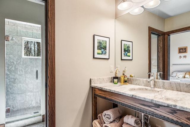 10258 Burgoyne Rd, Berrien Springs, MI 49103 - bathroom with a stall shower and vanity