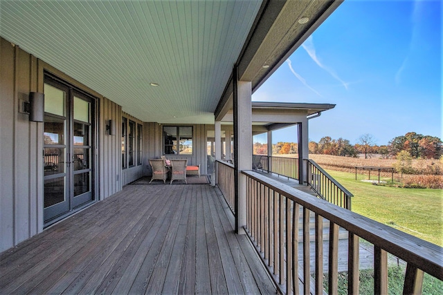 10258 Burgoyne Rd, Berrien Springs, MI 49103 - wooden deck with a yard and a sunroom