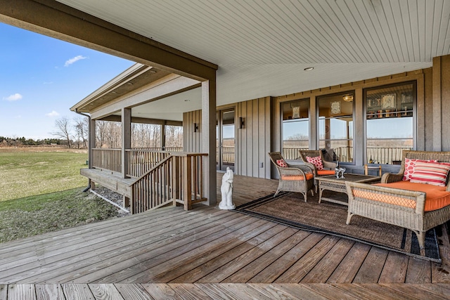 10258 Burgoyne Rd, Berrien Springs, MI 49103 - wooden terrace featuring an outdoor living space and a yard