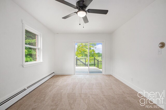 1757 Westlane Dr NE, Grand Rapids, MI 49505 - spare room with baseboard heating, light carpet, healthy amount of natural light, and ceiling fan