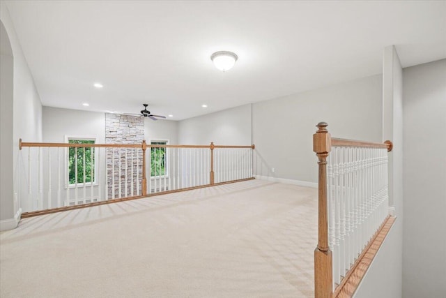 3667 Bay Harbor Dr, Brighton, MI 48114 - hall with an upstairs landing, recessed lighting, and carpet