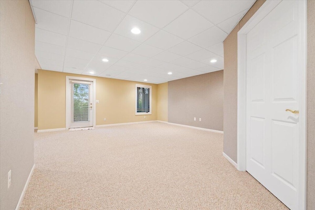 3667 Bay Harbor Dr, Brighton, MI 48114 - basement with carpet floors, a drop ceiling, and recessed lighting