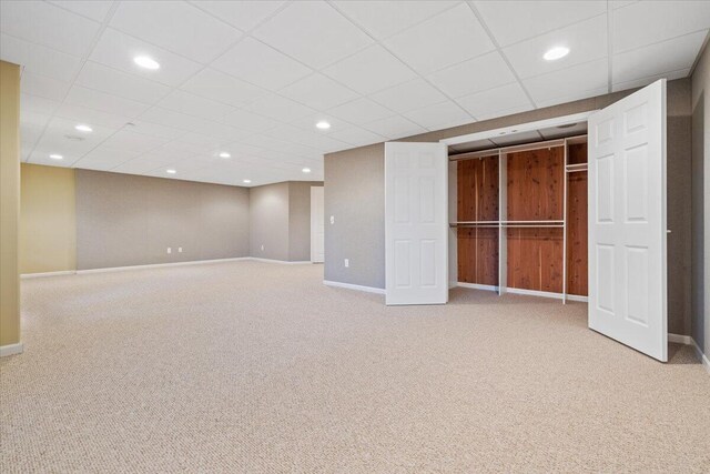 3667 Bay Harbor Dr, Brighton, MI 48114 - finished basement with carpet, recessed lighting, and a paneled ceiling