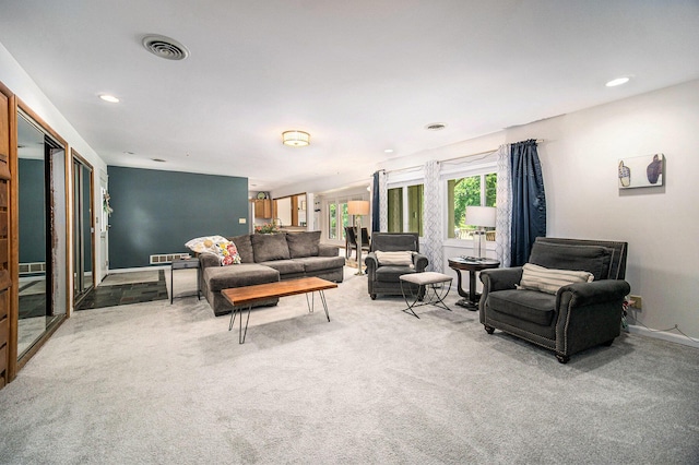 55 E Lewis Ave, Milan, MI 48160 - living room featuring light carpet and recessed lighting