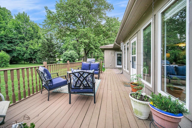 55 E Lewis Ave, Milan, MI 48160 - wooden deck featuring an outdoor hangout area