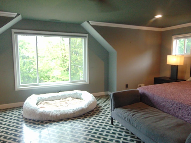 10114 Lincoln Dr, Huntington Woods, MI 48070 - carpeted bedroom with baseboards, ornamental molding, and recessed lighting