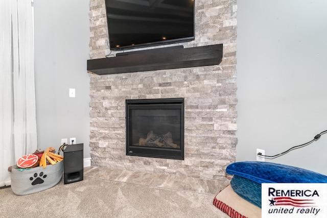 52951 Royal Park Ave, Utica, MI 48315 - detailed view of carpet and a stone fireplace