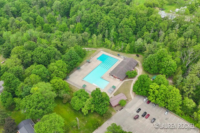 409 Rust Ave, Big Rapids, MI 49307 - bird's eye view of a pool area and a forest