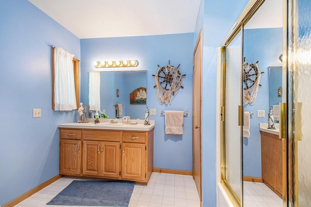 50041 David Dr, Dowagiac, MI 49047 - full bathroom featuring double vanity and tile patterned flooring