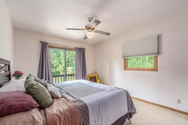 50041 David Dr, Dowagiac, MI 49047 - carpeted bedroom featuring ceiling fan and access to exterior