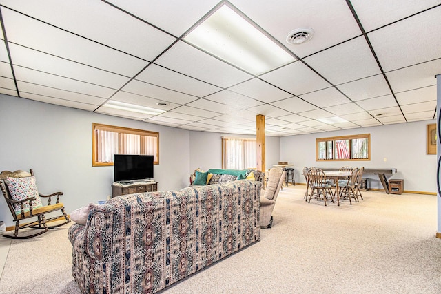 50041 David Dr, Dowagiac, MI 49047 - living area with carpet and a paneled ceiling