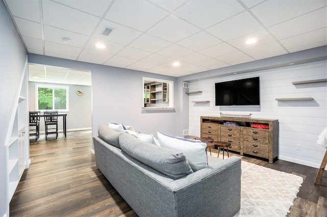 3935 Riley Rdg, Portage, MI 49024 - living room featuring wood finished floors and a drop ceiling