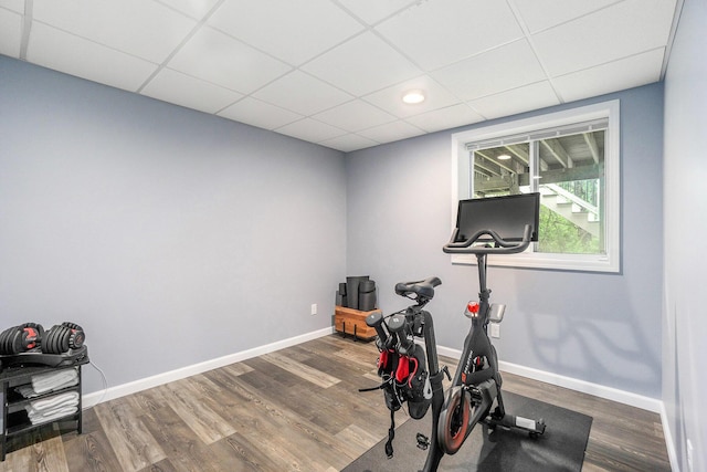3935 Riley Rdg, Portage, MI 49024 - workout area with a drop ceiling, wood finished floors, and recessed lighting