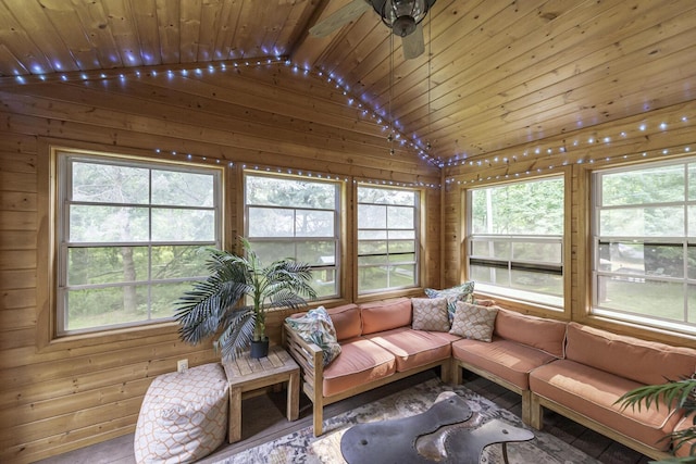 7715 Marquis Dr, Dexter, MI 48130 - sunroom with vaulted ceiling, healthy amount of natural light, wooden ceiling, and wood walls