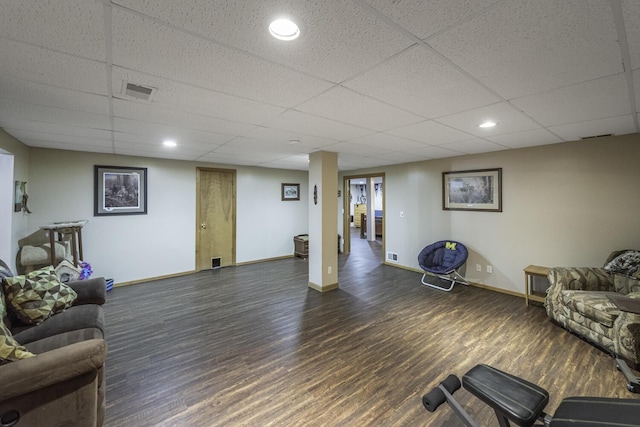 7715 Marquis Dr, Dexter, MI 48130 - living area with a drop ceiling and wood finished floors