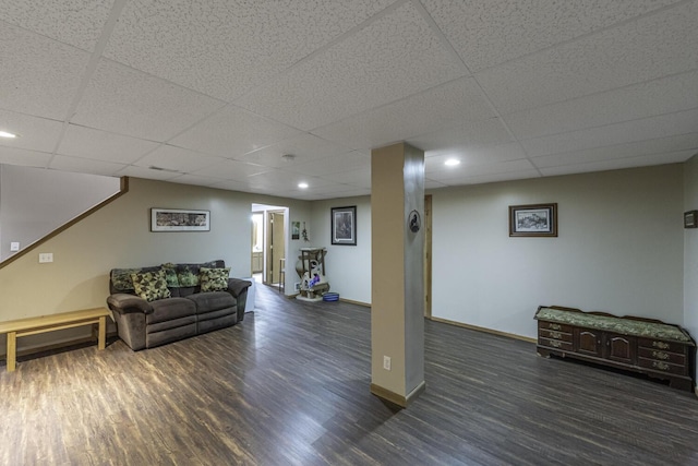 7715 Marquis Dr, Dexter, MI 48130 - living area featuring wood finished floors and a paneled ceiling