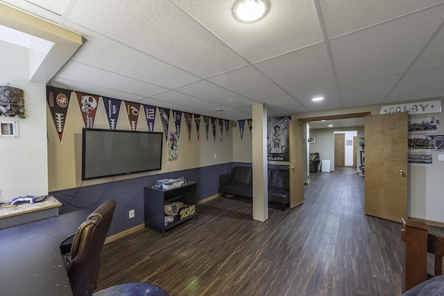 7715 Marquis Dr, Dexter, MI 48130 - rec room featuring a paneled ceiling and wood finished floors