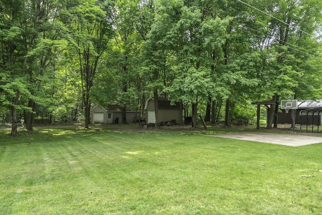 7715 Marquis Dr, Dexter, MI 48130 - view of green lawn with an outdoor structure and a garage
