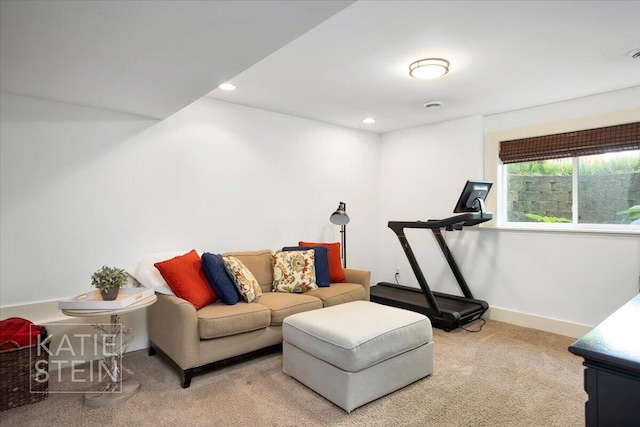 859 Orchard Ave SE, East Grand Rapids, MI 49506 - carpeted living area with baseboards and recessed lighting