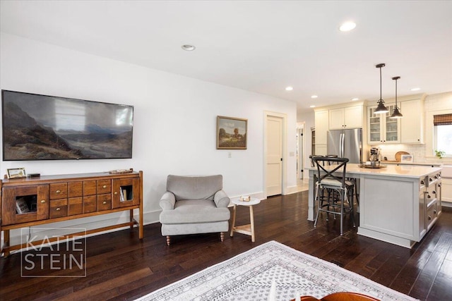 859 Orchard Ave SE, East Grand Rapids, MI 49506 - living room featuring dark wood-style flooring and recessed lighting
