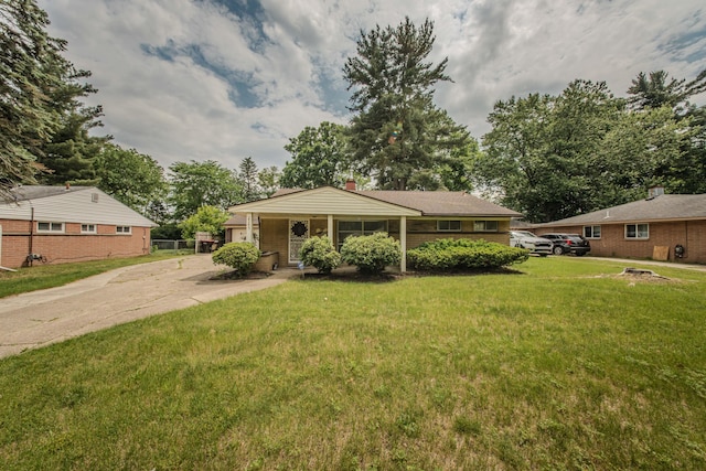 25255 Orchard Grove St, Southfield, MI 48033 - view of front facade featuring a front lawn, driveway, a porch, and a garage