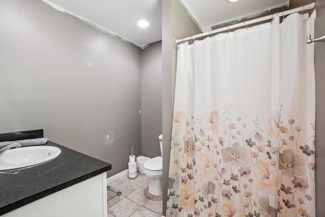 8280 Frederick St, Salem, MI 48175 - bathroom with vanity, tile patterned flooring, and a shower with curtain