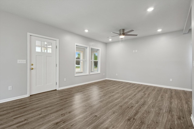 313 E Main St, Marion, MI 49665 - entrance foyer featuring recessed lighting, dark wood-type flooring, and a ceiling fan
