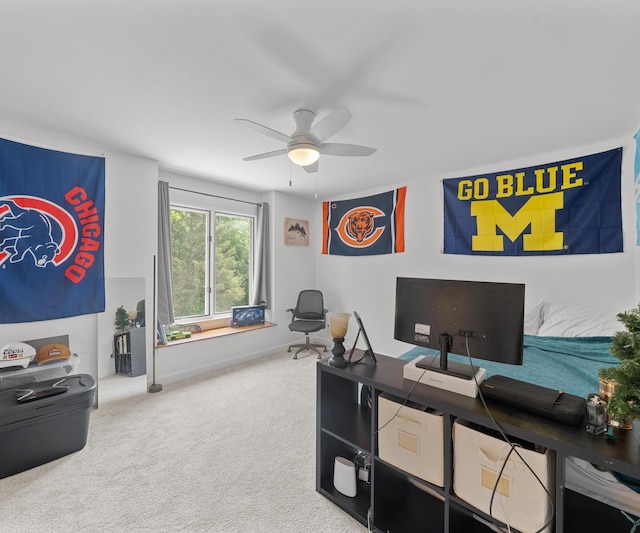 7624 Quail Ridge Dr, Dexter, MI 48130 - office area with carpet and a ceiling fan