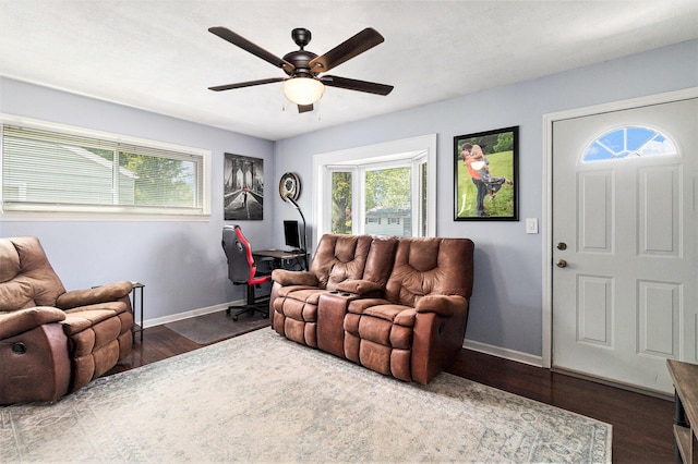 1198 Hawthorne Ave, Ypsilanti, MI 48198 - living area with healthy amount of natural light, an office area, and a ceiling fan
